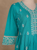 Blue Floral Designed Cotton Salwar Suit - Diadem