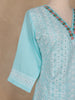 Sky Blue Floral Designed Cotton Salwar Suit - Diadem