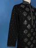 Black Sequins And Mirror Work Raw Silk Kurta Set With Pant