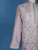 Lavender Floral Embroidery Raw Silk Kurta Set With Pant