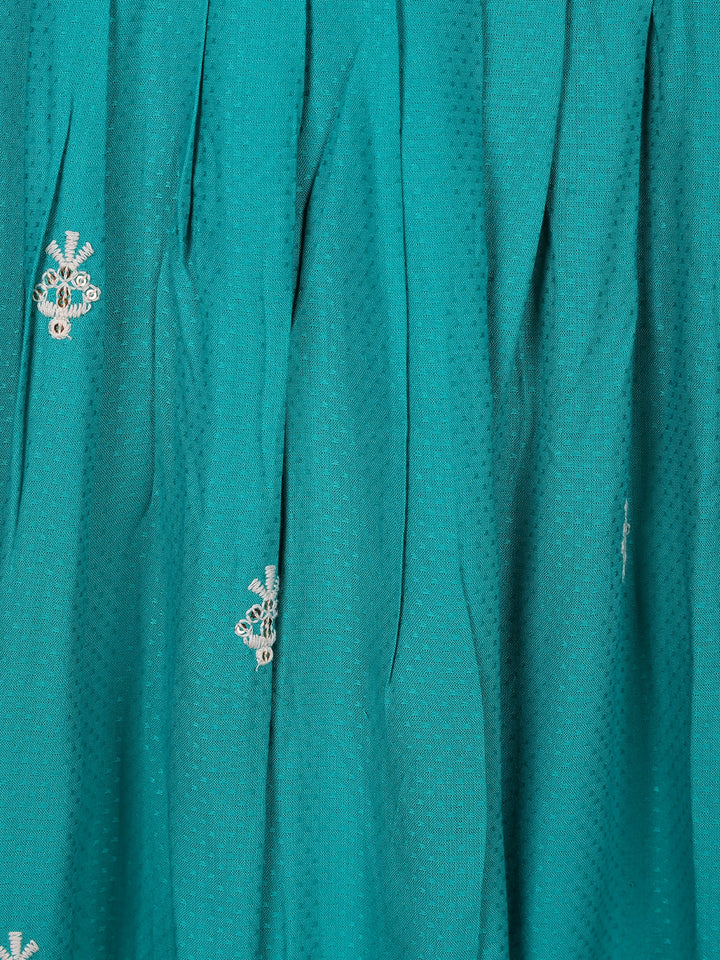 Blue Floral Designed Cotton Salwar Suit - Diadem