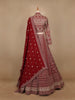 Dark Red Georgette Floral Designed Bridesmaid Lehenga