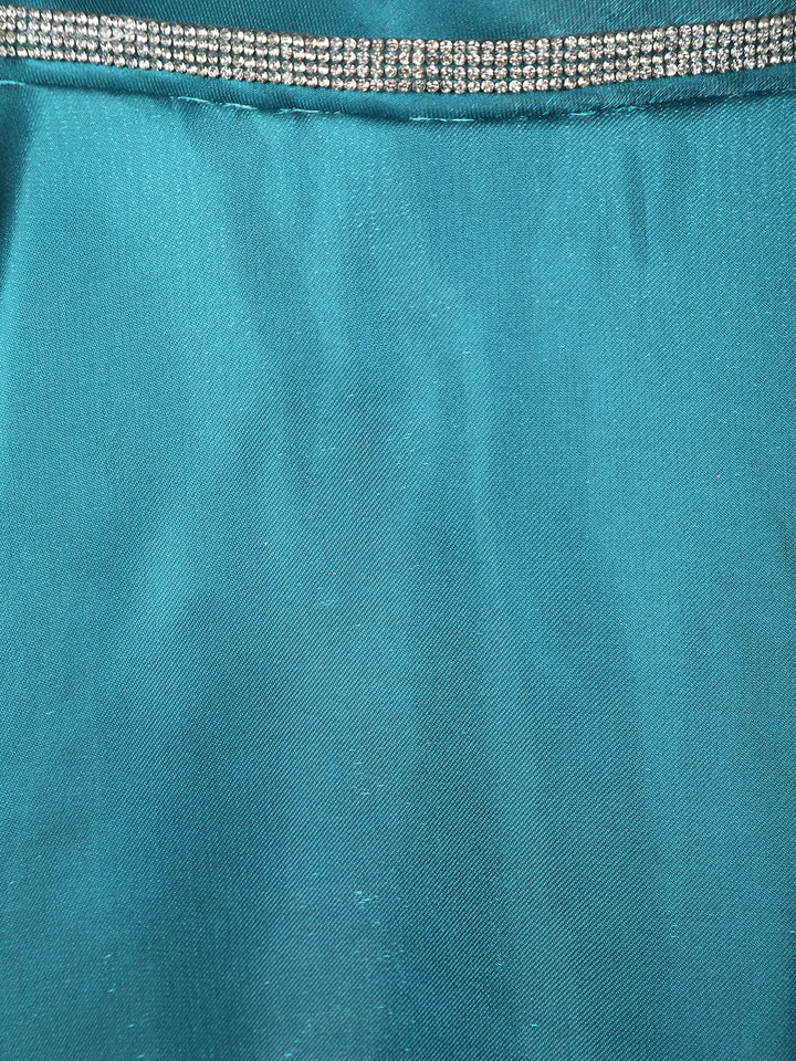Teal Green Solid Design Organza Party Wear Gown - Diadem