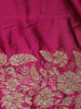 Wine Floral Embroidery Bridal Banarasi Silk Saree
