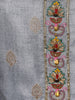 Blue Grey Floral Designed Semi Silk Salwar Suit - Diadem