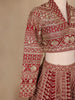 Dark Red Georgette Floral Designed Bridesmaid Lehenga