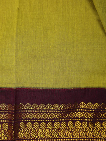 Parrot Green Floral Design Cotton Saree - Diadem