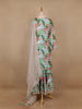 Green Floral Designed Semi Silk Sharara Salwar suit