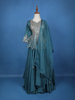 Teal Blue Floral Mirror Zari Embroidery Georgette Lehenga - Diadem