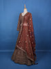 Brown Floral Embroidery Bridal Net Lehenga