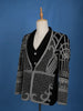 Black Abstract Embroidery Velvet Men's Suit - Diadem