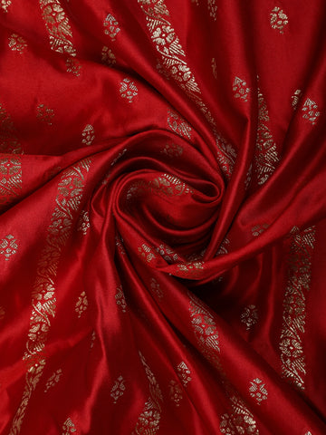 Red Floral Weave and Stone Work Banarasi Silk Saree - Diadem