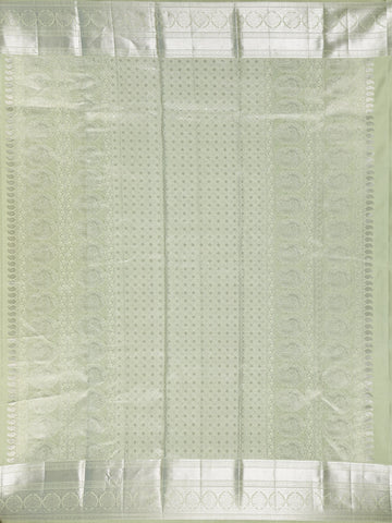 Pale Green Floral Woven Pure Kanchipuram Silk Saree - Diadem