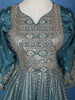 Teal Blue Floral Mirror Zari Embroidery Georgette Lehenga - Diadem