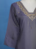 Blue Floral Designed Semi Silk Salwar Suit - Diadem