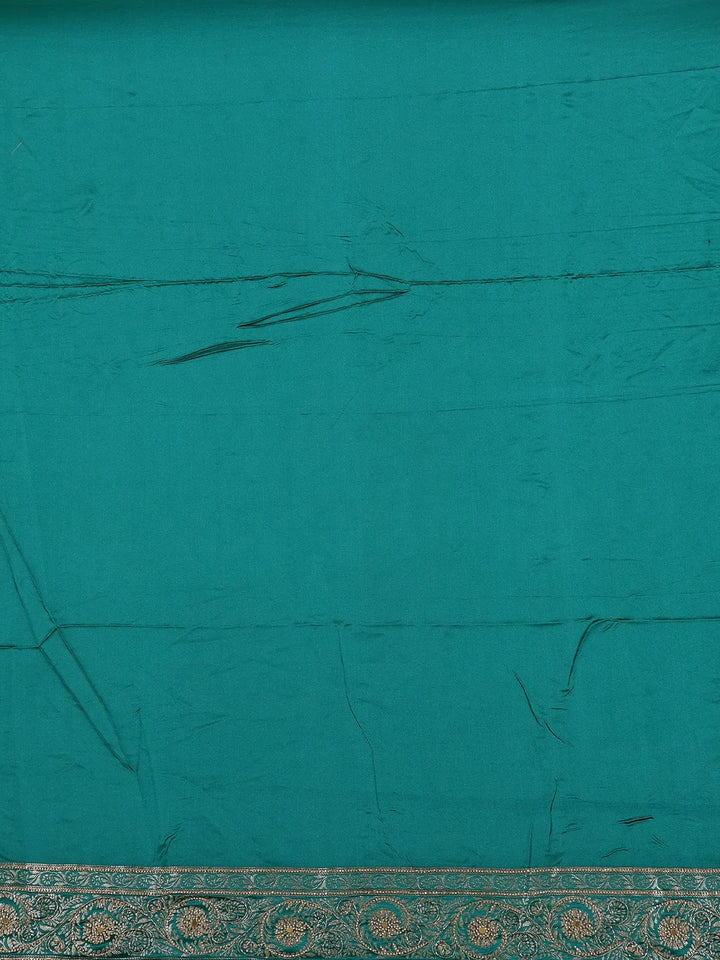 Peacock Green Floral Designed Bridal Banarasi Silk Saree - Diadem