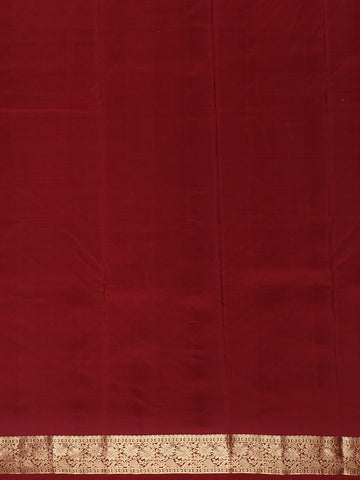Burgundy Floral woven Silk Saree - Diadem