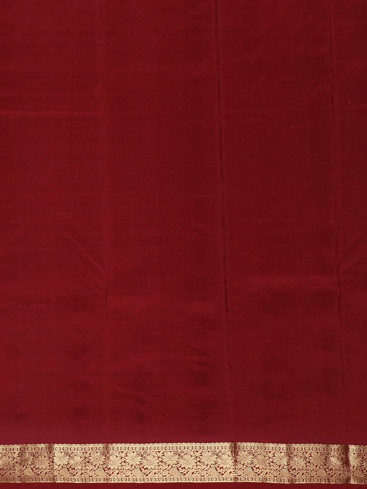 Burgundy Floral woven Silk Saree - Diadem