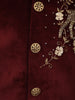 Wine Velvet Deer Design Bead Work Sherwani and Pant Set - Diadem