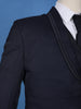 Midnight Blue  Solid Men's Suit  with Chain Brooch Detailing