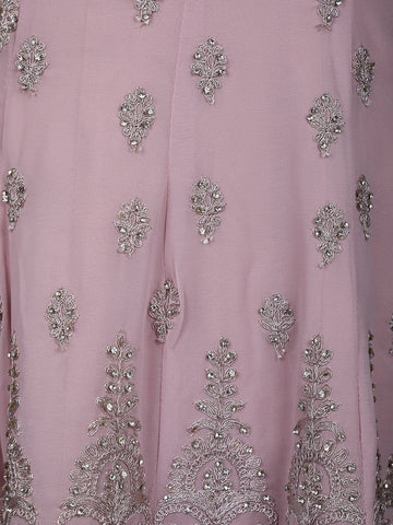 Light Pink Floral Designed Georgette Salwar Suit - Diadem