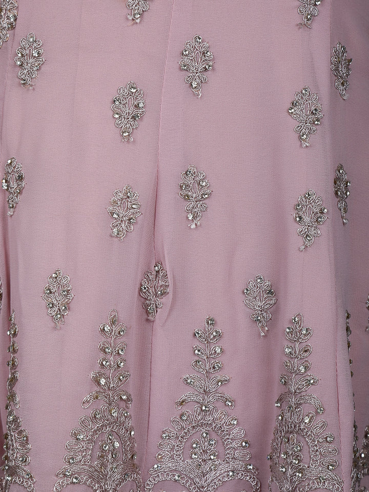 Light Pink Floral Designed Georgette Salwar Suit - Diadem