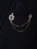 Midnight Blue  Solid Men's Suit  with Chain Brooch Detailing