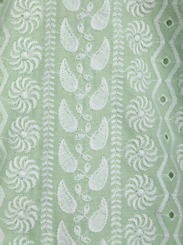 Pista Green Straight Cut Salwar Suit Adorned with Embroidery and Floral Design with Dupatta - Diadem