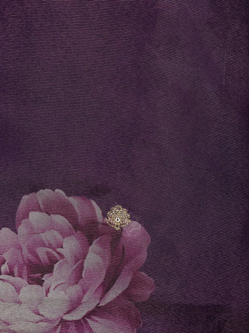 Purple Floral Designed Shimmer Straight Cut Salwar Suit - Diadem