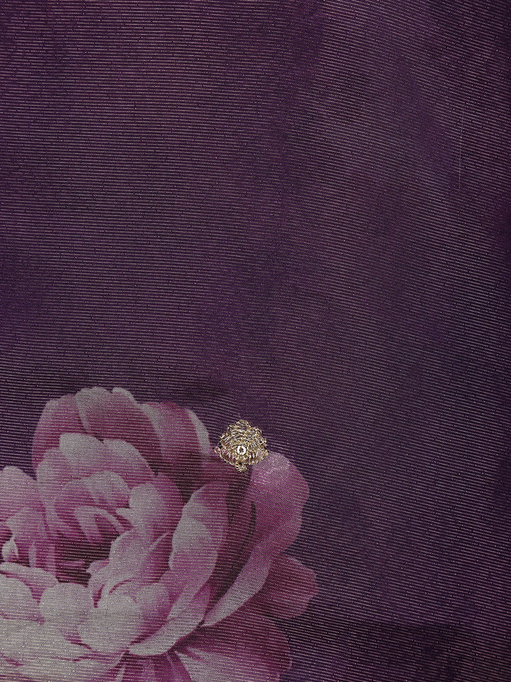 Purple Floral Designed Shimmer Straight Cut Salwar Suit - Diadem