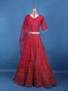 Pink Net Sequins And Floral Embroidery Bridesmaid Lehenga