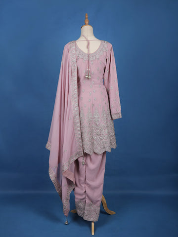 Light Pink Floral Designed Georgette Salwar Suit - Diadem