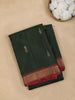 Bottle Green Paisley Motif Pure Kanchipuram Silk Saree - Diadem