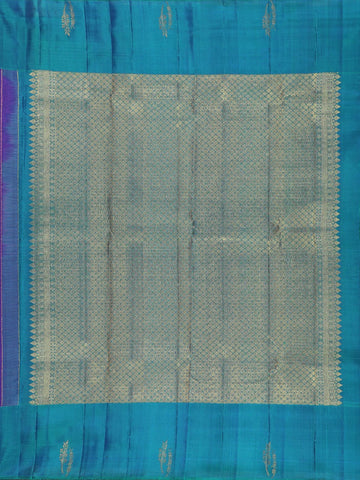 Blue Floral Woven Pure Kanchipuram Silk Saree - Diadem