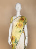Yellow Sun Flower Designed Satin Fancy Saree