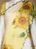 Yellow Sun Flower Designed Satin Fancy Saree