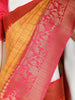Orange Semi Tussar Silk Solid Designed Saree - Diadem