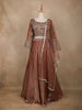 Coral Floral Embroidered Organza Bridesmaids Lehenga - Diadem
