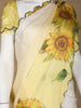 Yellow Sun Flower Designed Satin Fancy Saree