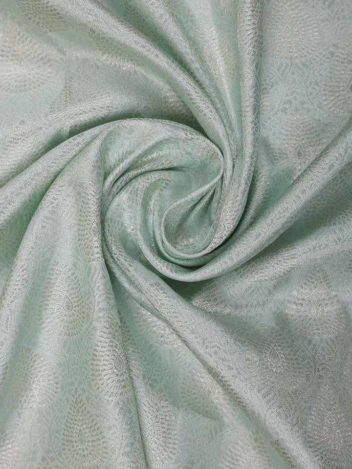 Pastel Green Floral Woven Pure Kanchipuram Silk Saree - Diadem