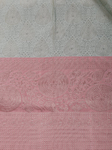 Pastel Green Floral Woven Pure Kanchipuram Silk Saree - Diadem