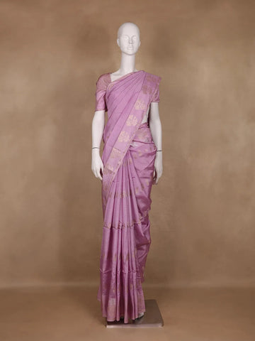 Lavender Floral Design Silk Cotton Saree - Diadem