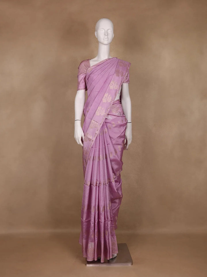 Lavender Floral Design Silk Cotton Saree - Diadem