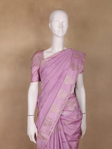 Lavender Floral Design Silk Cotton Saree - Diadem
