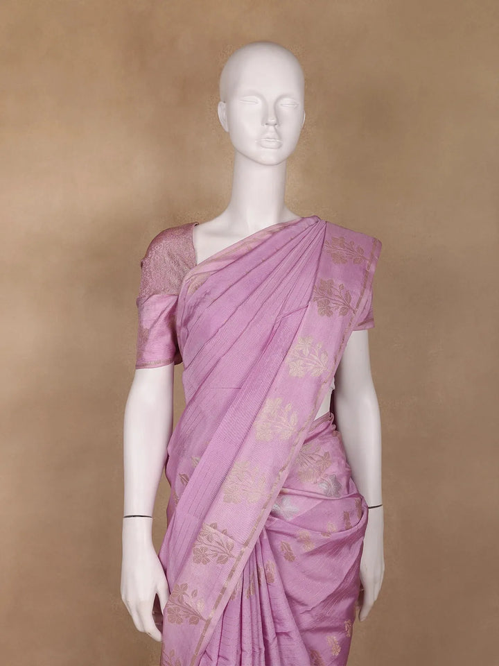 Lavender Floral Design Silk Cotton Saree - Diadem