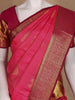 Bright Pink Floral Zari Woven Kanchipuram Silk Saree