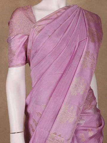 Lavender Floral Design Silk Cotton Saree - Diadem
