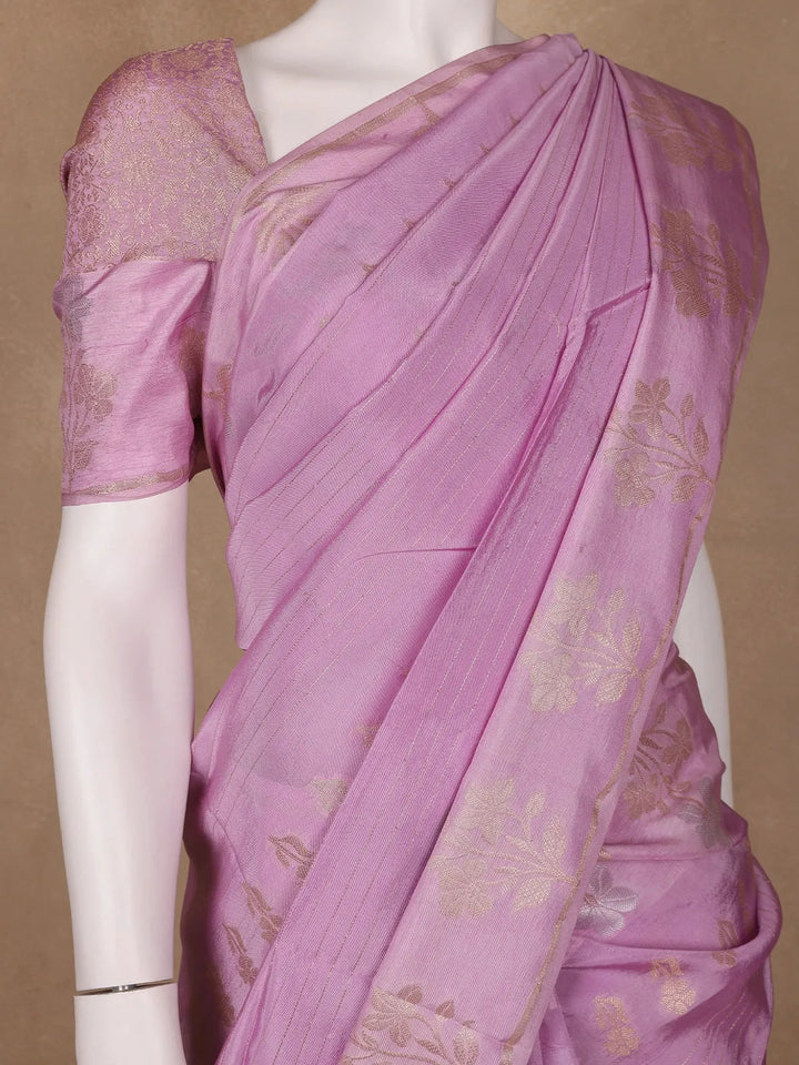Lavender Floral Design Silk Cotton Saree - Diadem