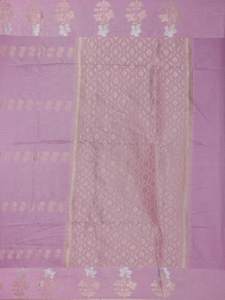 Lavender Floral Design Silk Cotton Saree - Diadem