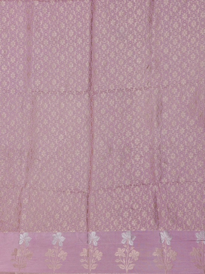 Lavender Floral Design Silk Cotton Saree - Diadem